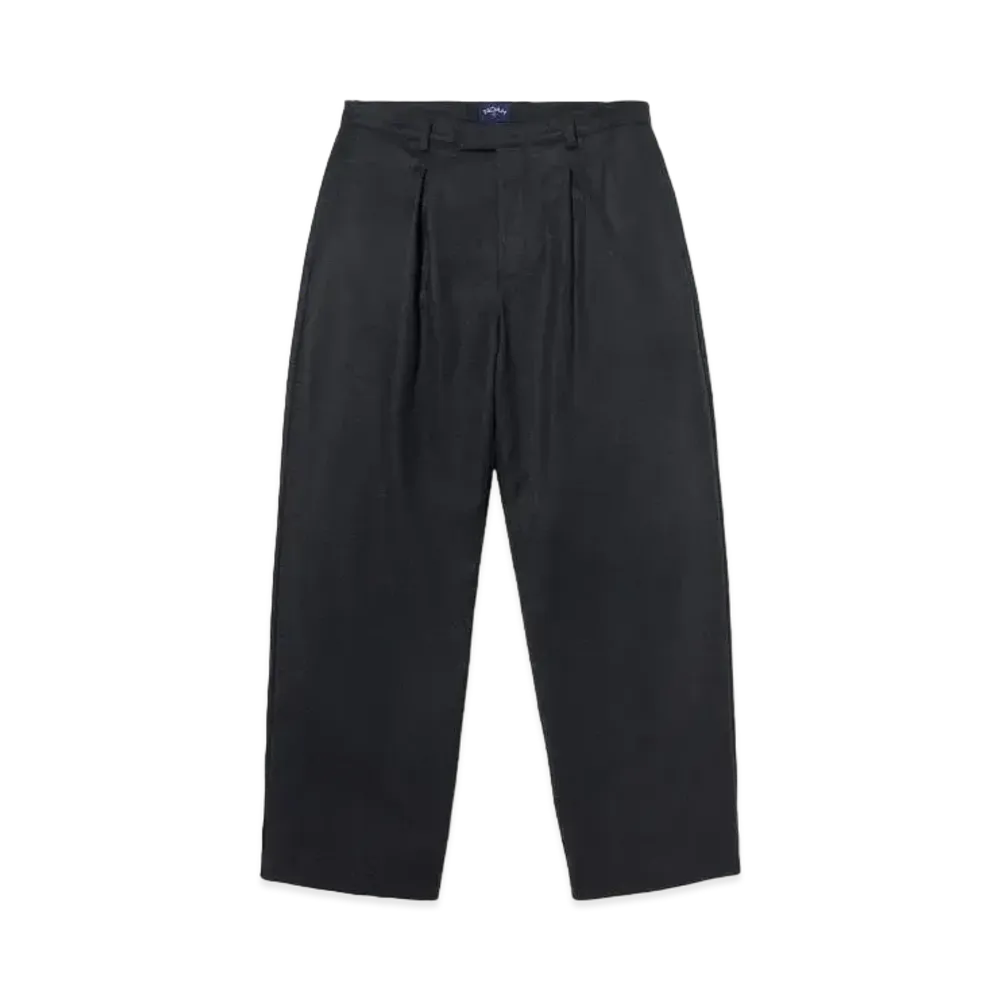 Noah Inverted Pleat Wool Trousers "Black"