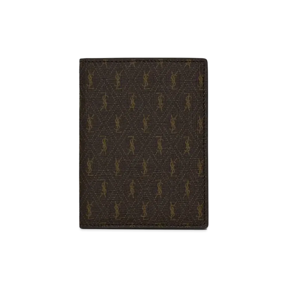 SAINT LAURENT Le Monogramme Credit Card Wallet In Saint Laurent Monogram Canvas "Chestnut"