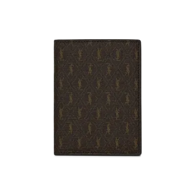 SAINT LAURENT Le Monogramme Credit Card Wallet In Saint Laurent Monogram Canvas "Chestnut"