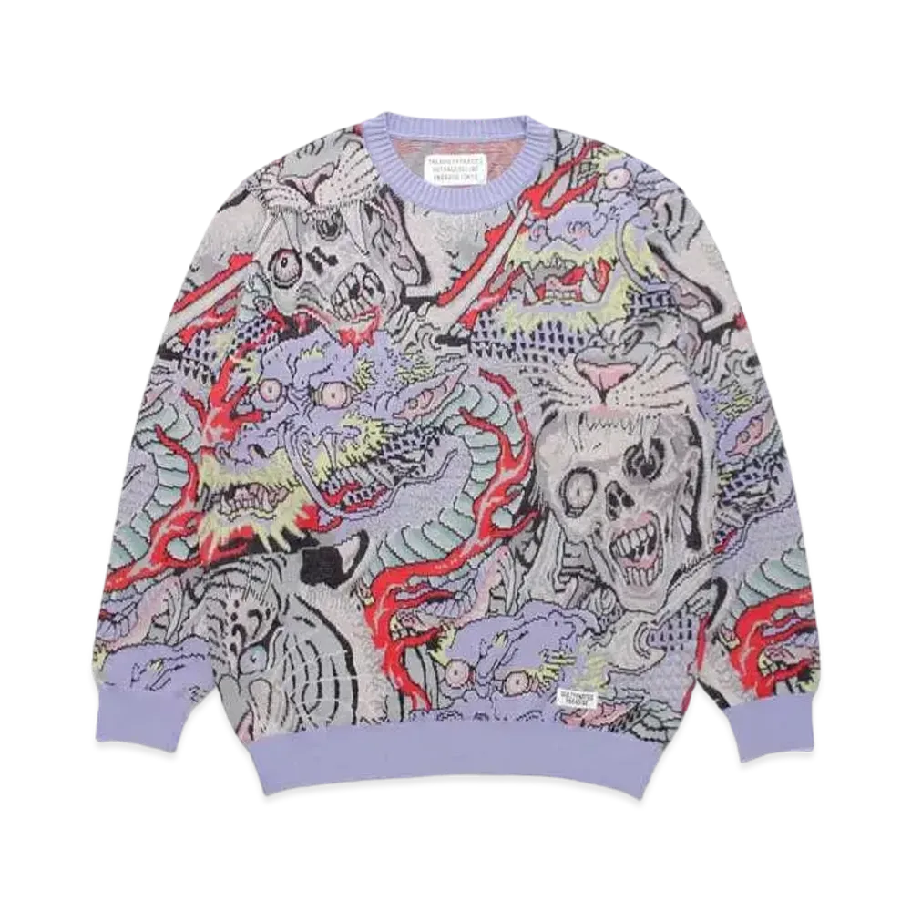 WACKO MARIA TIM LEHI / Jacquard Sweater "Purple"