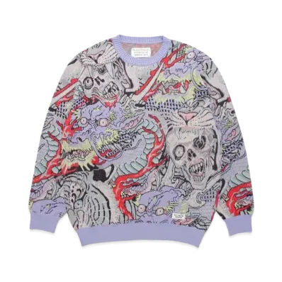 WACKO MARIA TIM LEHI / Jacquard Sweater "Purple"