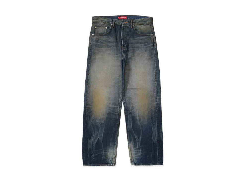Supreme Distressed Loose Fit Selvedge Jean (26SS) "Washed Indigo"