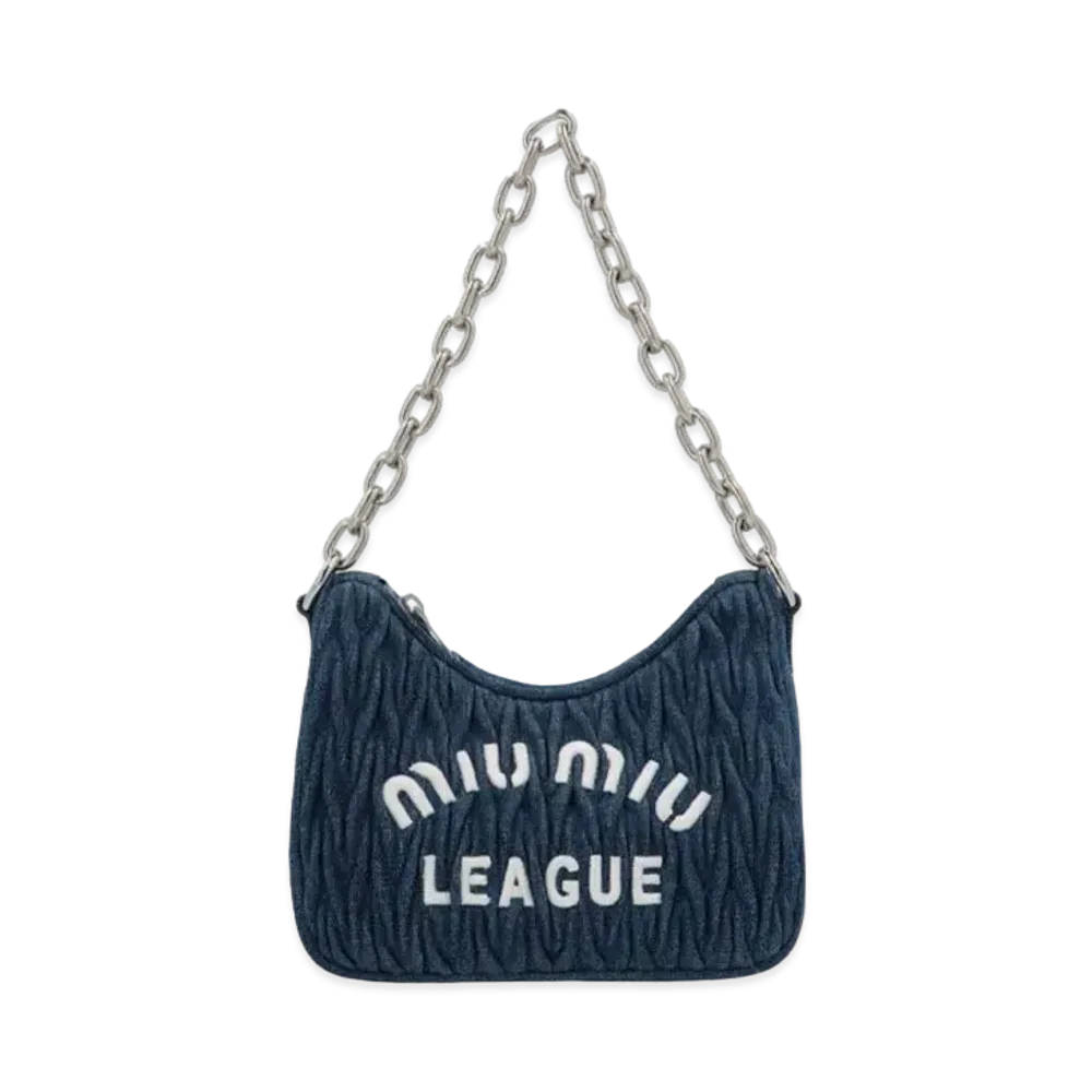 MIU MIU Matelasse Denim Shoulder Bag "Blue/White"