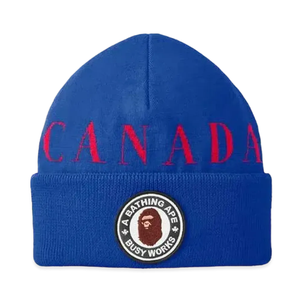 A BATHING APE CANADA GOOSE KNIT CAP FOR BAPE® x CONCEPTS "Blue"