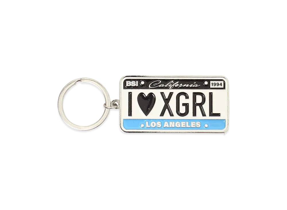 X-Girl Women's Plate Logo Key Charm "Light Blue"