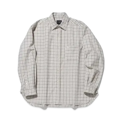 NEW ERA BLACK LABEL FW23 Long Sleeve Mini Check Oxford Shirt "Stone"