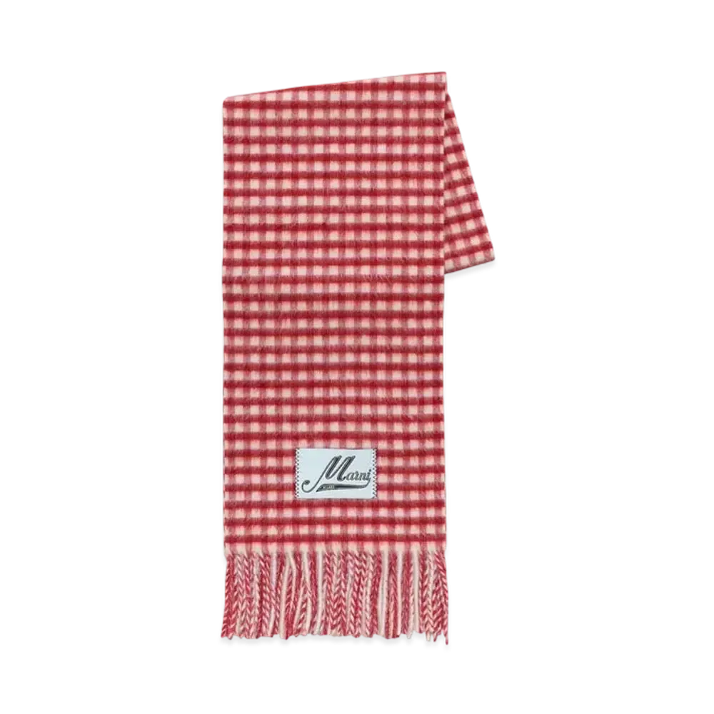 Marni Double Check Wool and Mohair Scarf "Red"