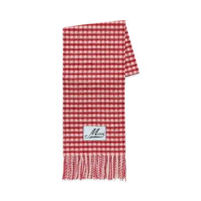 Marni Double Check Wool and Mohair Scarf "Red"