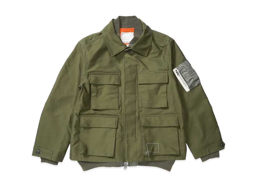 WTAPS x sacai Cotton Back Satin Jacket 02 / Jacket / Cotton Back Satin "Olive Drab"