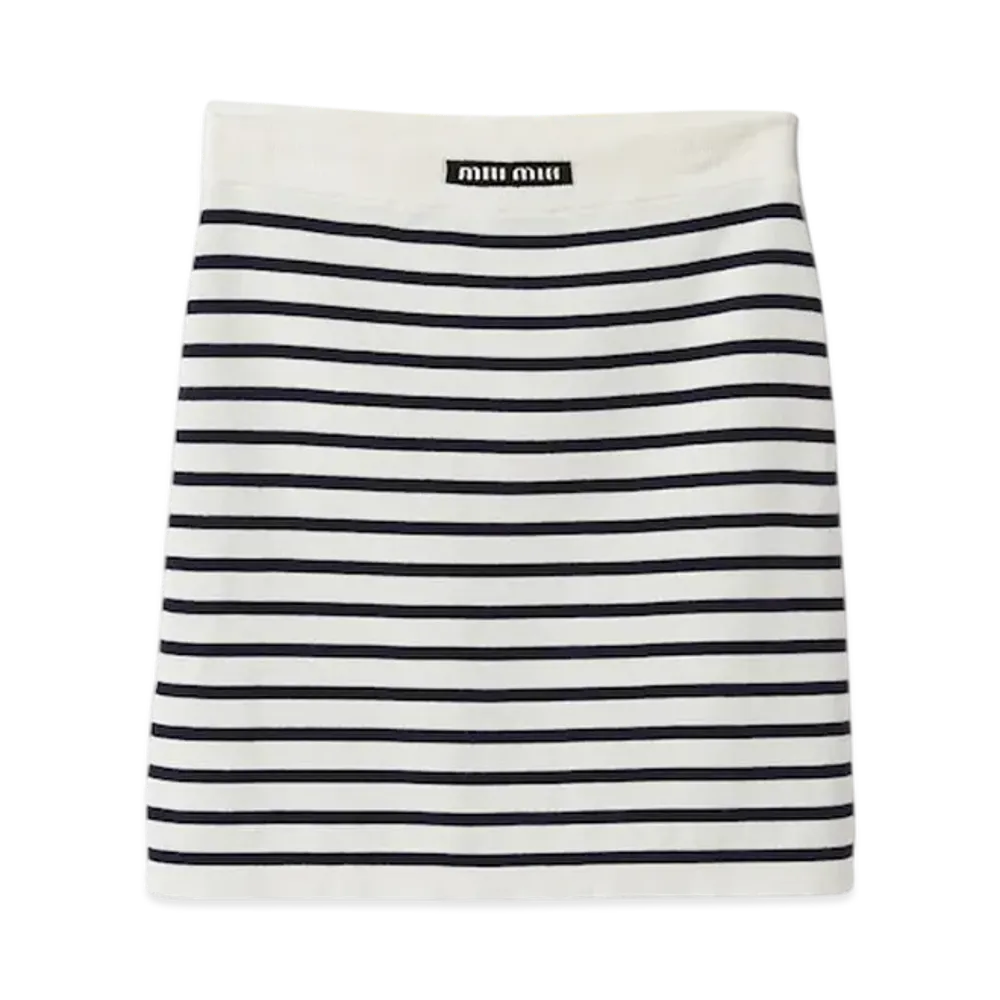 MIU MIU Women's Cotton Miniskirt "White/Blue"