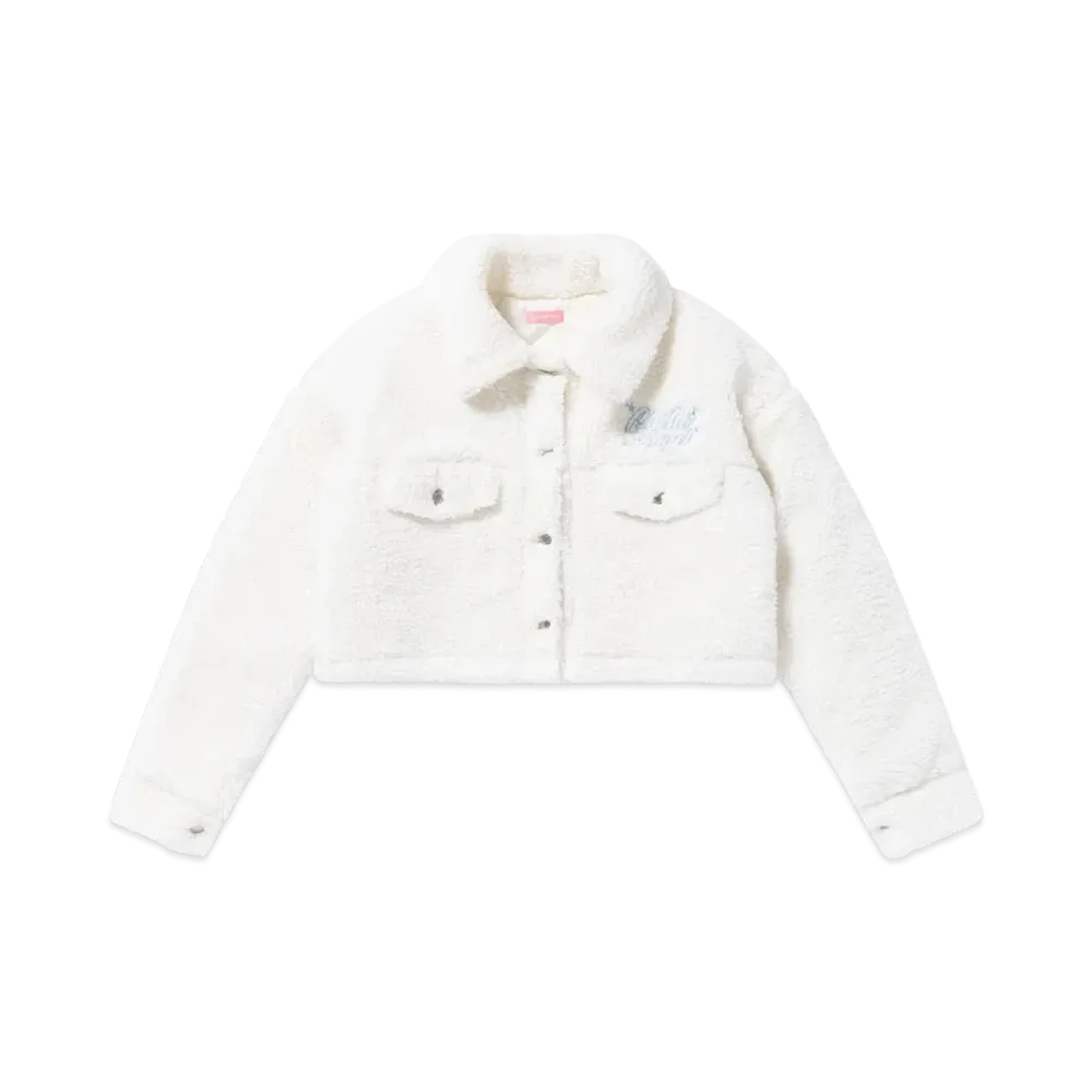 BlackEyePatch Ghetto Angel Cropped Boa Jacket "White"
