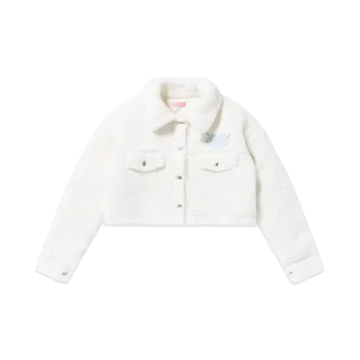 BlackEyePatch Ghetto Angel Cropped Boa Jacket "White"