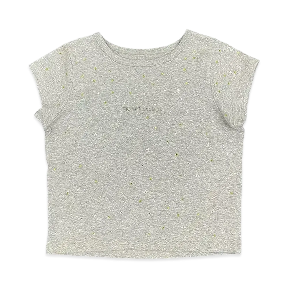 HTH Rhinestone Cropped Tee "ASH"