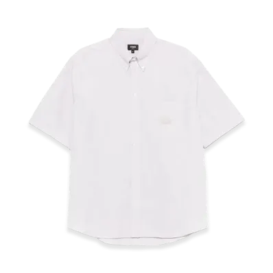 FENDI Crest Oxford Cotton Short Sleeve Shirt "White"