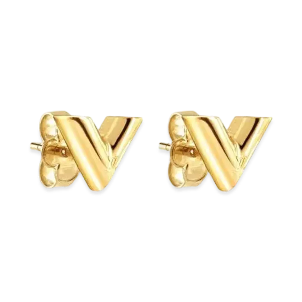 Louis Vuitton Essential V Stud Earrings "Gold"