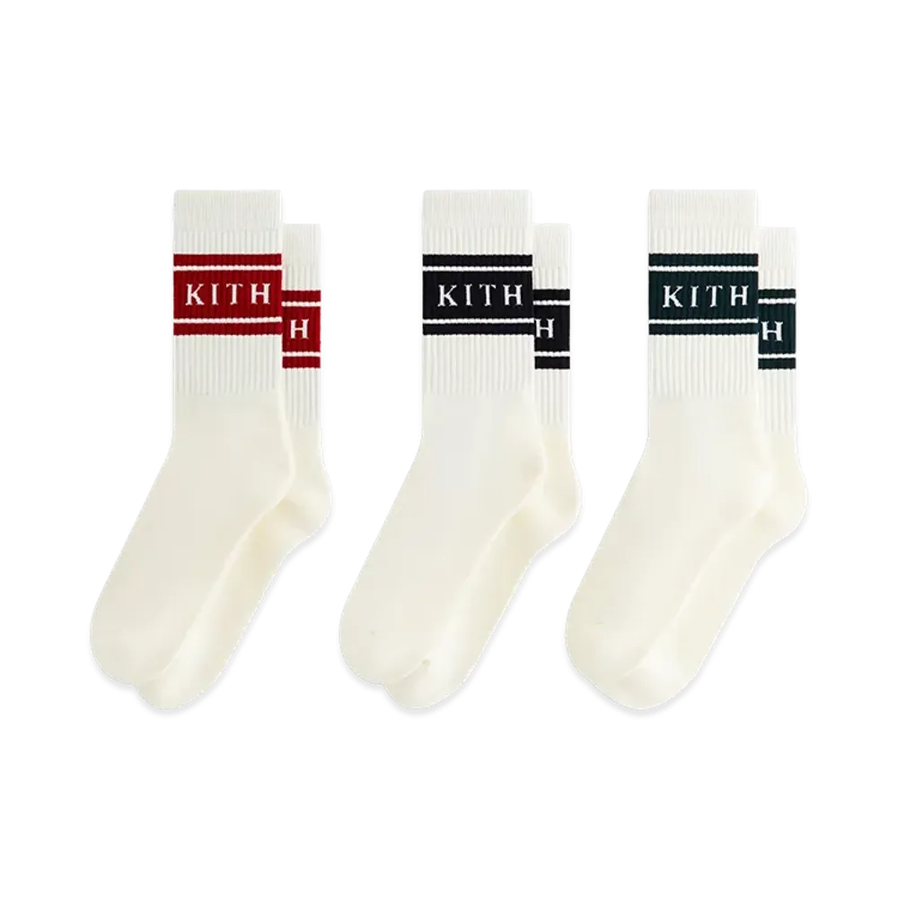 Kith 3-Pack Variegated Stripe Crew Socks "Multi"