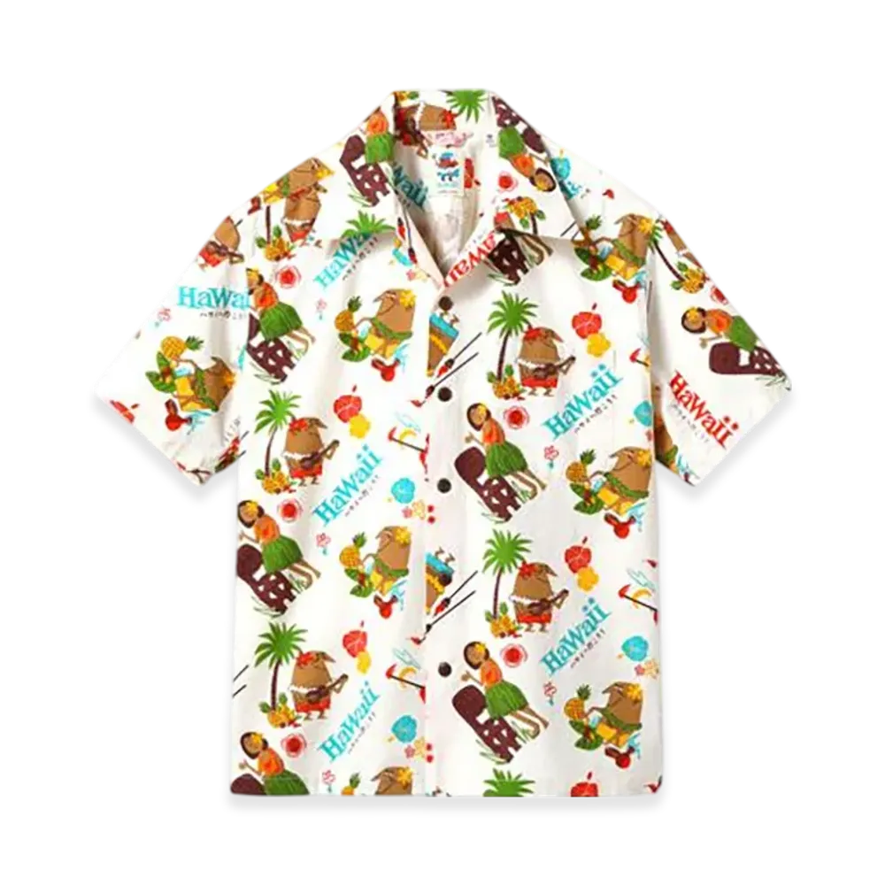 SUN SURF Cotton Seersucker Open Shirt Trip To Hawaii by Ryohei Yanagihara with Mookie "White"