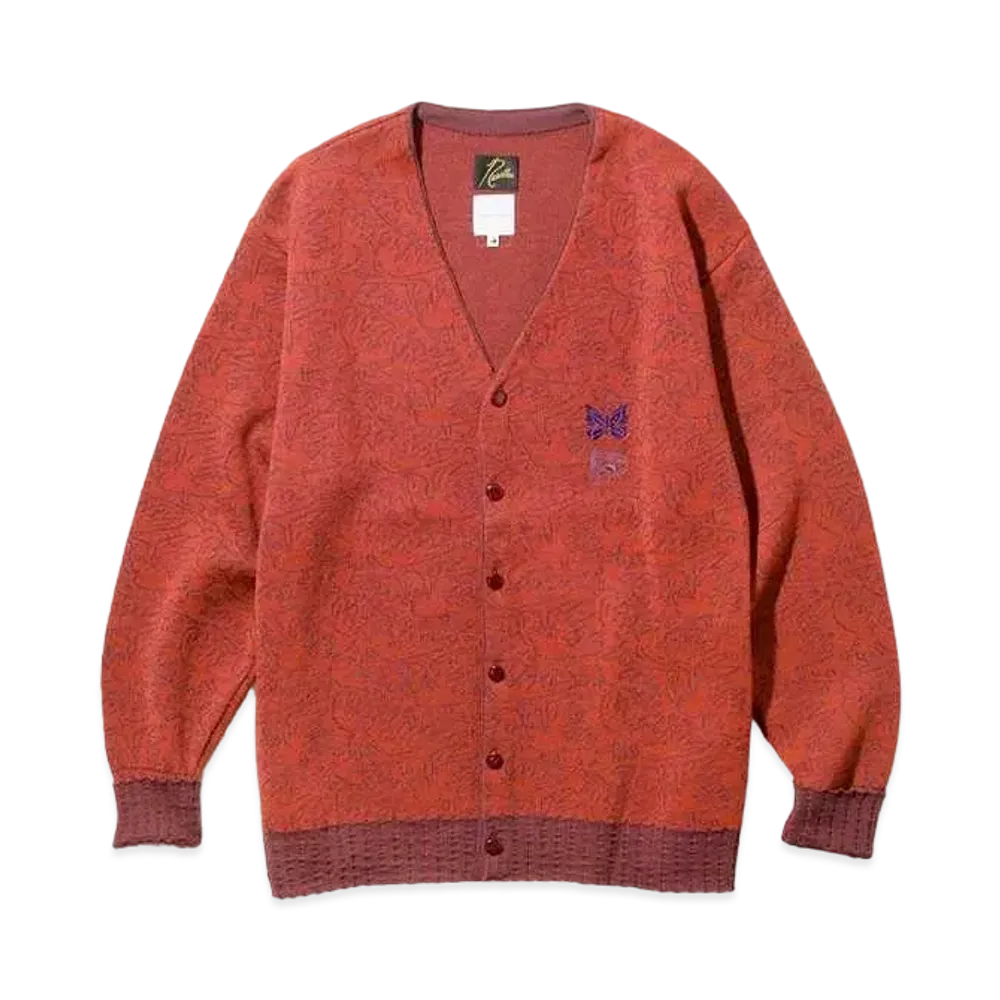 Needles x Sasquatchfabrix. V Neck Cardigan - Olive Branch "Red"