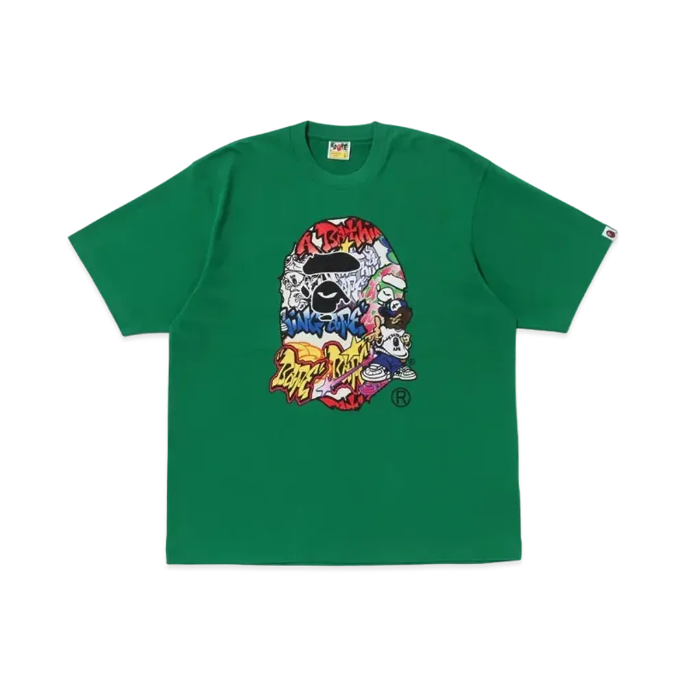 A BATHING APE Lux Sport Ape Head Oversized Tee "Green"