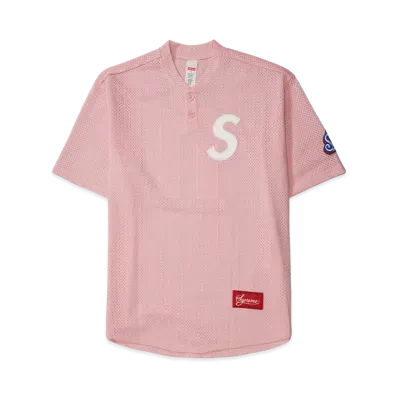 Supreme S Logo Baseball Henley "Pink"