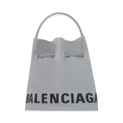 BALENCIAGA Women's Wheel XS Drawstring Bucket "Grey"