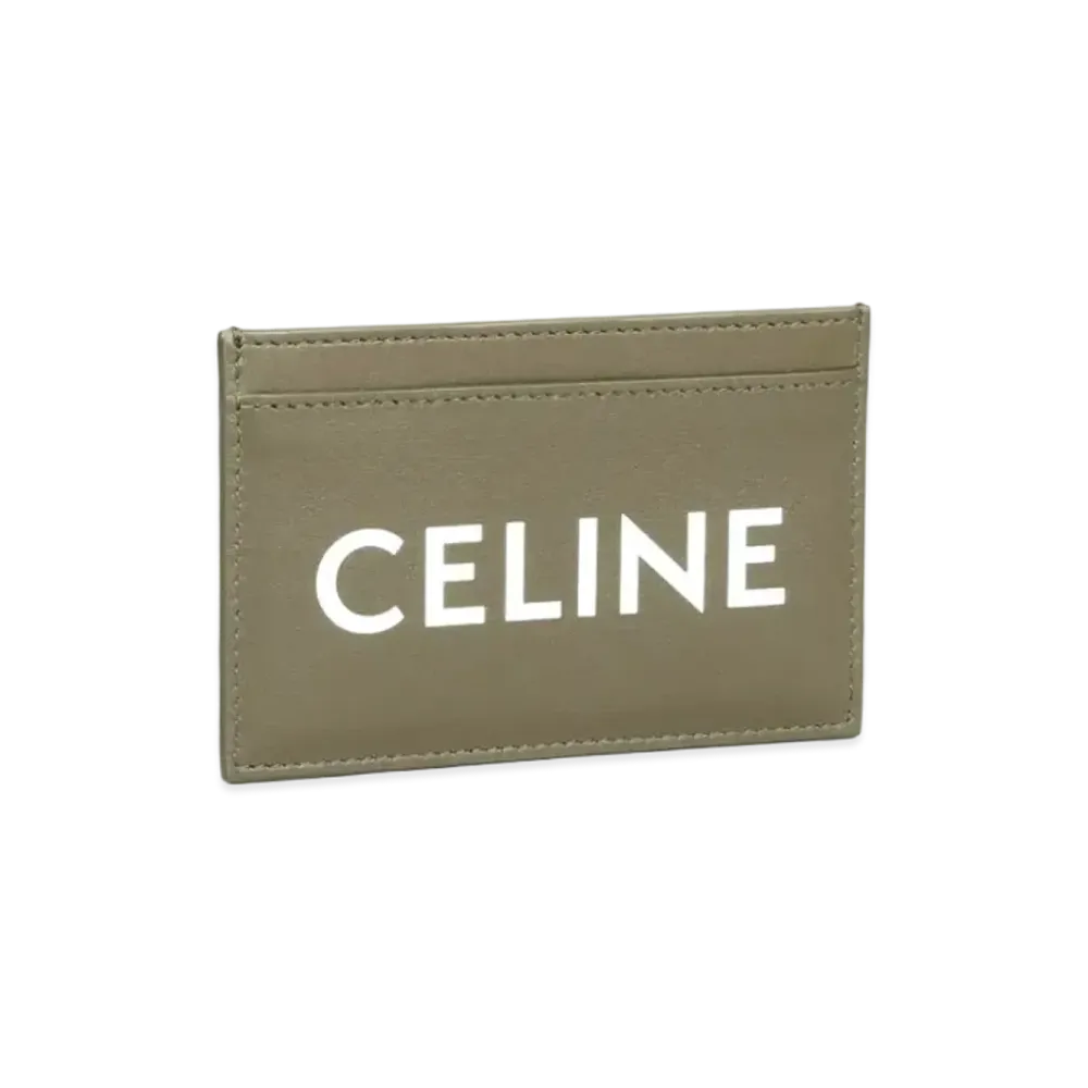 CELINE Card Holder In Smooth Calfskin With Celine Print "Dark Olive"