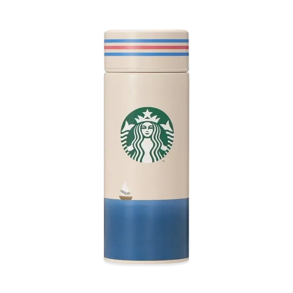 STARBUCKS Seaside Getaway Stainless Steel Bottle Seaside 355ml "Beige/Blue"