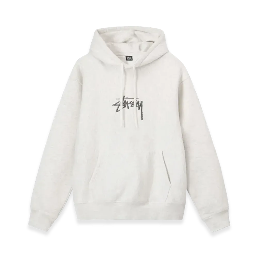 Stussy Stock Logo Applique Hoodie "Ash Heather/Silver"