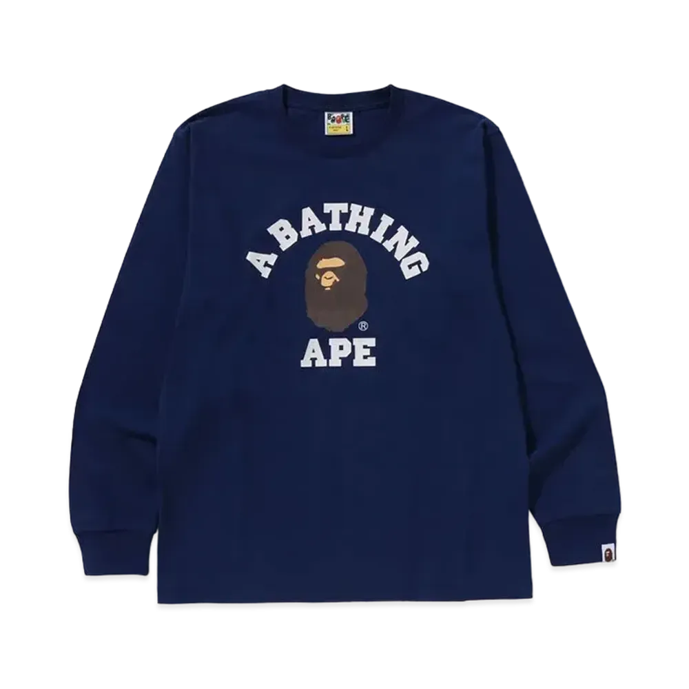 アベイシングエイプ カレッジ LS Tシャツ "ネイビー"