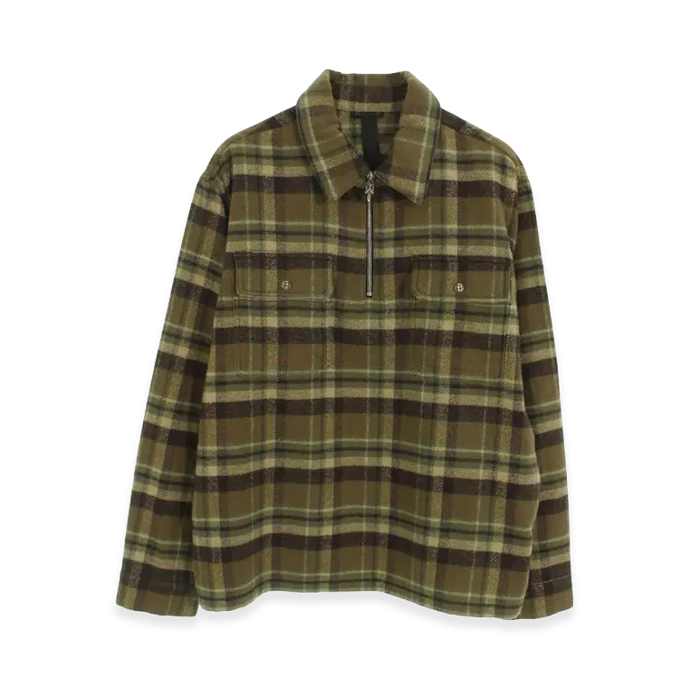Chrome Hearts Underdog Half Zip Pullover Check L/S Shirt "Brown"