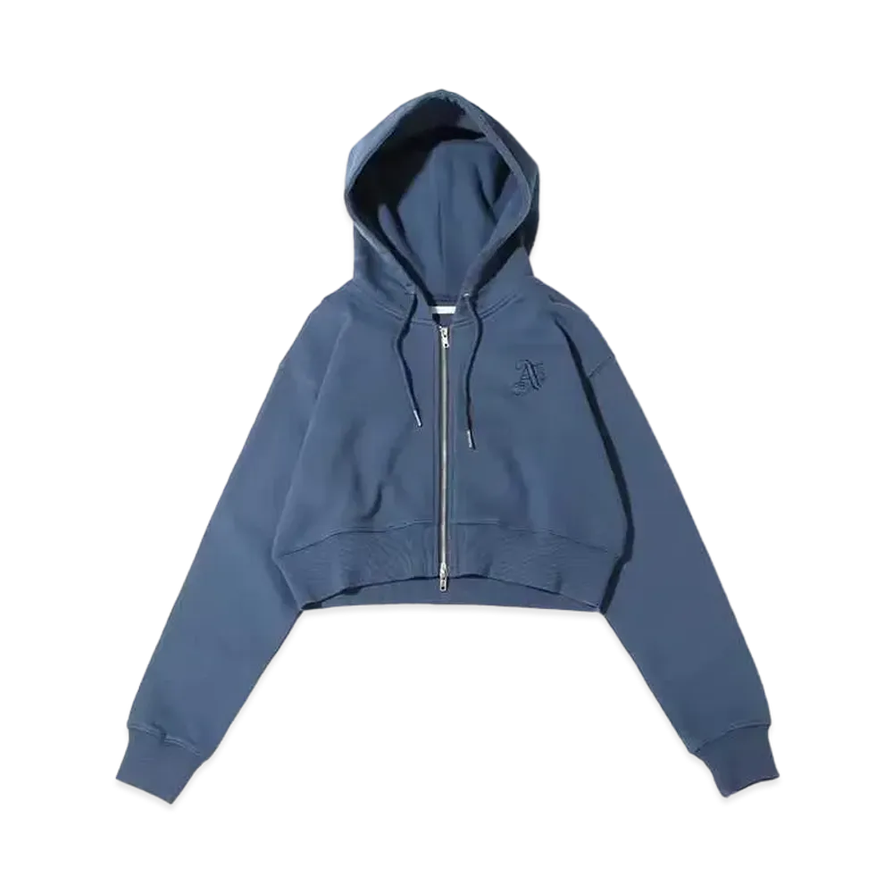 atmos pink Logo Embroidery Short Zip Hoodie "Navy"