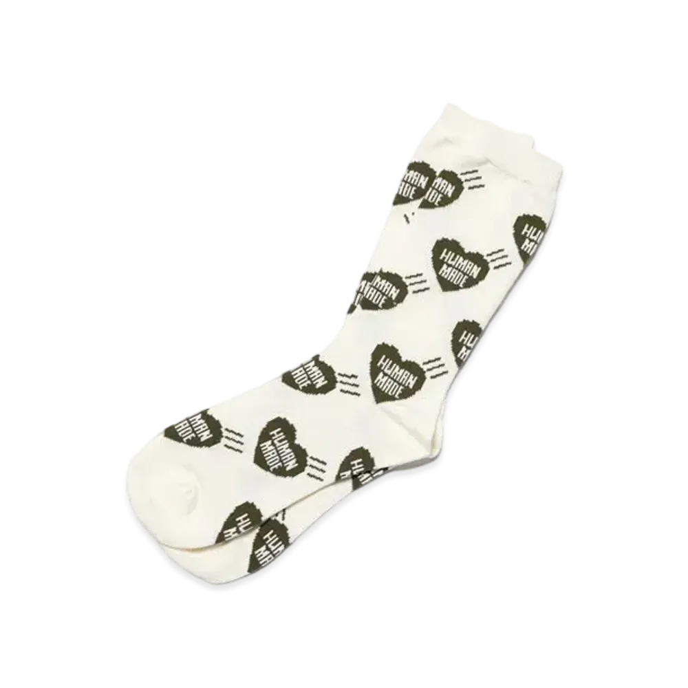 HUMAN MADE Heart Pattern Socks "Olive Drab"