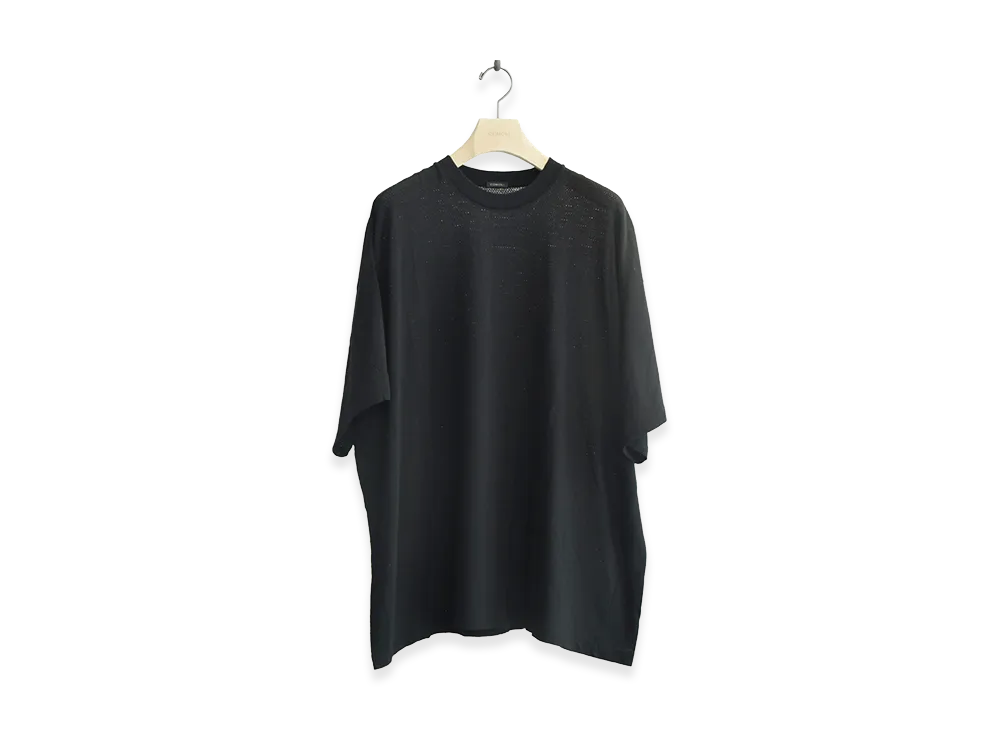 COMOLI Cotton Mesh Short Sleeve T-Shirt "Black"