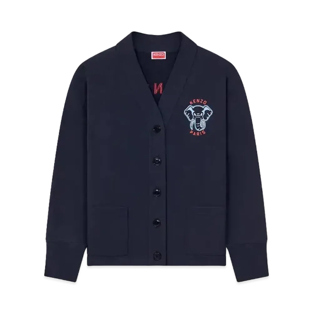 KENZO 'ELEPHANT' Embroidery Sweat Cardigan "Midnight Blue"