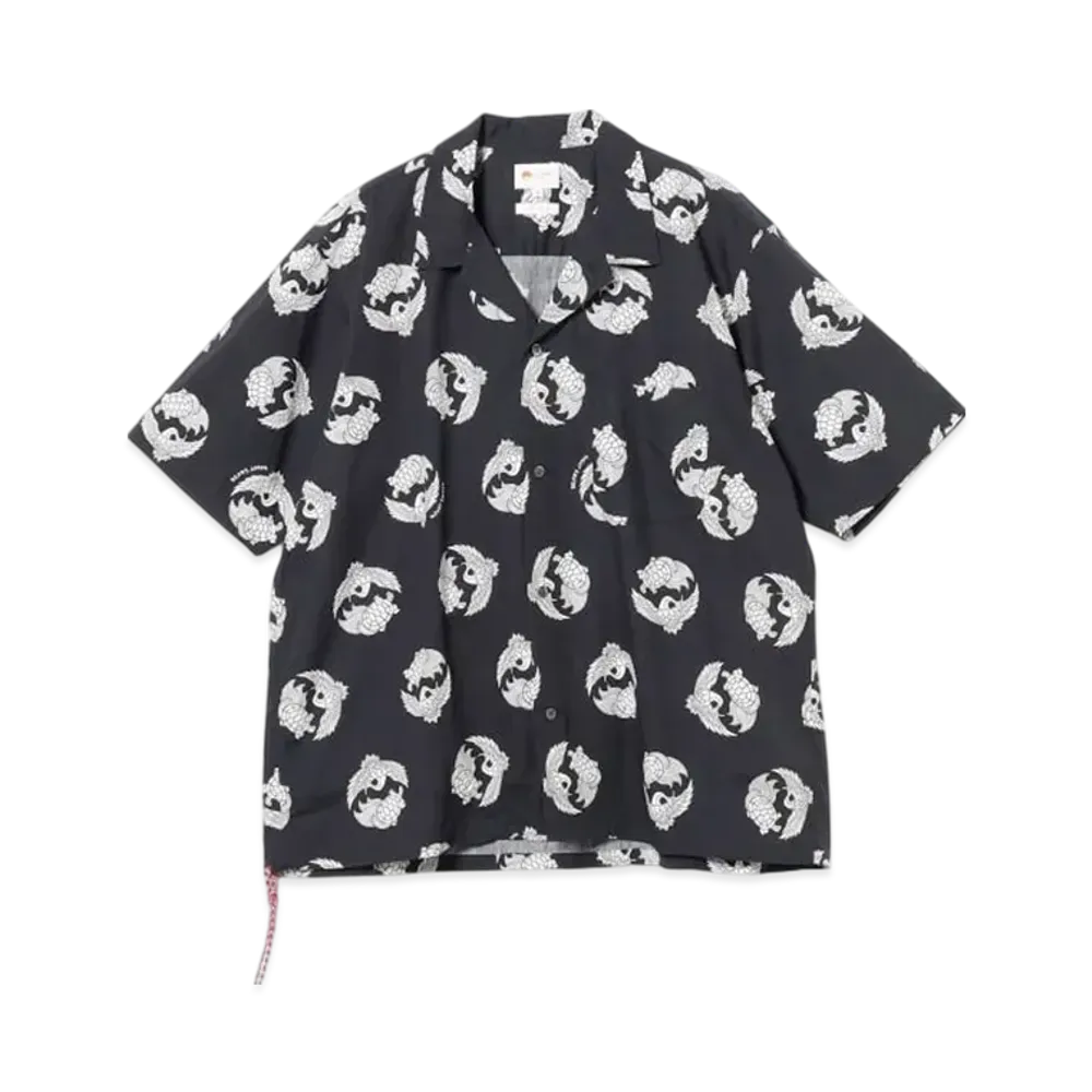 BEAMS Turukame Open Collar Shirt "Navy"