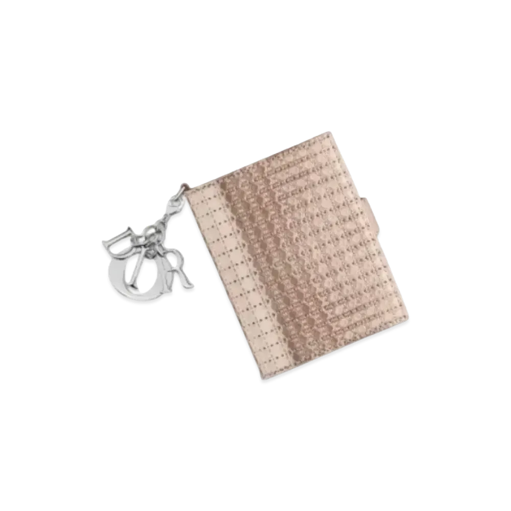 Dior Mini Cannage Pattern Metallic Glossy Calfskin Eden Wallet "Pink Gold"