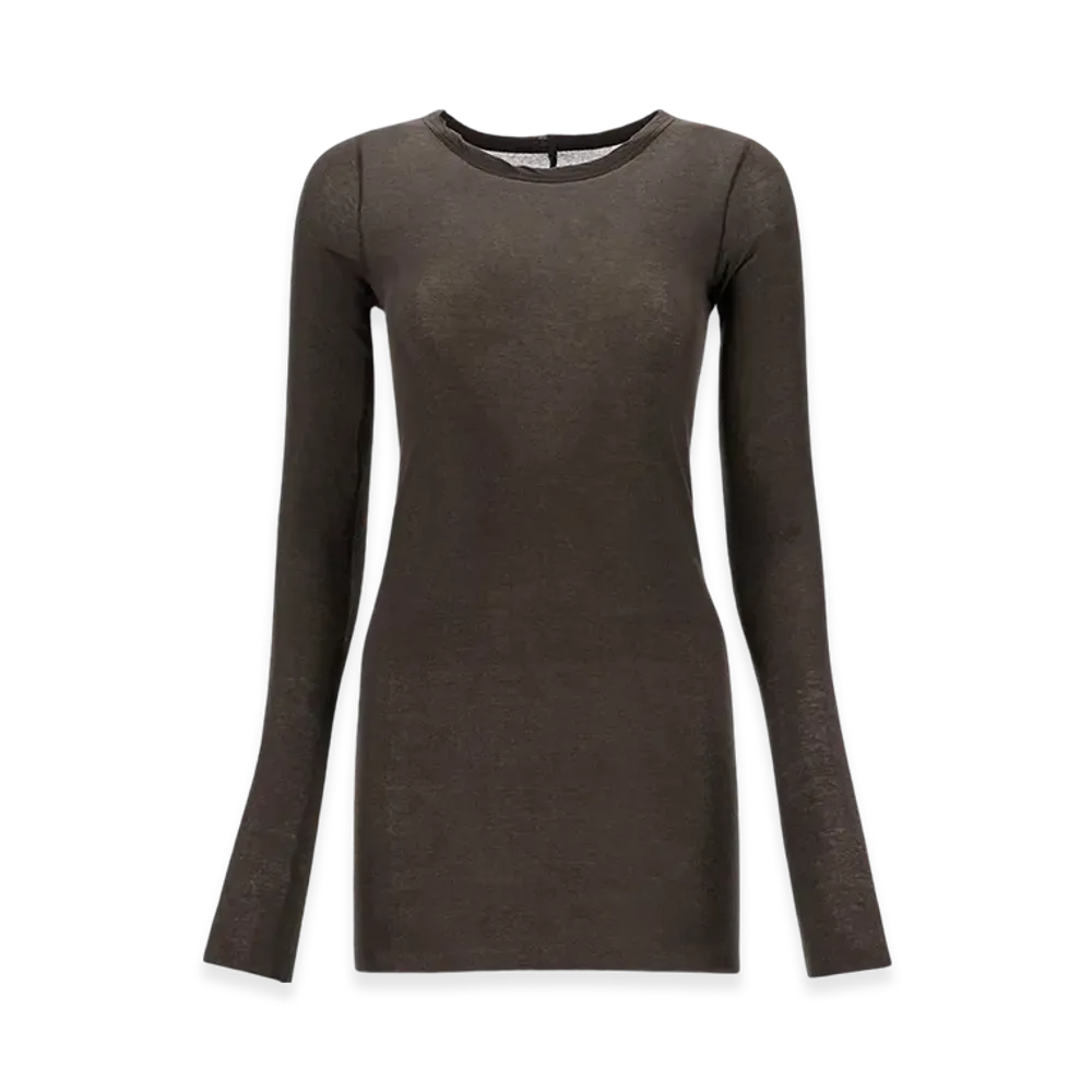 Rick Owens Porterville Rib L/S T-Shirt in Mini Rib Jersey "Dark Dust"