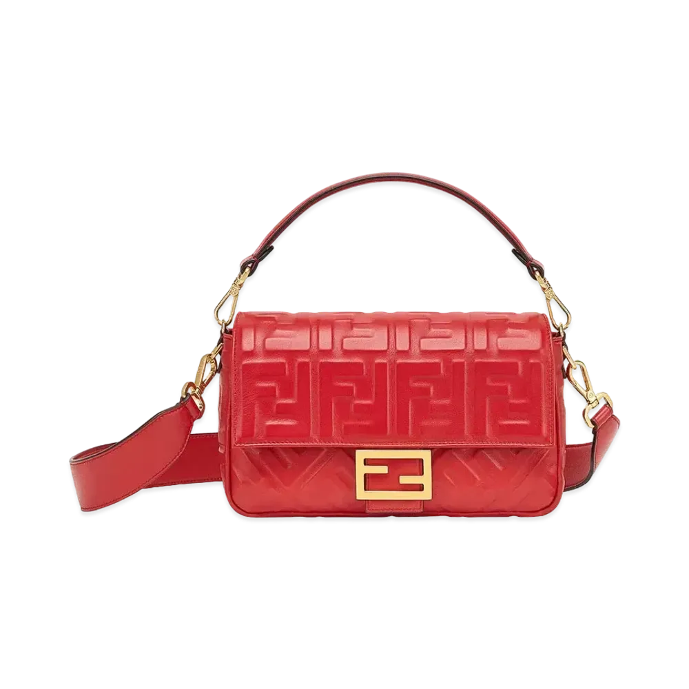 FENDI Baguette Leather Bag "Red"