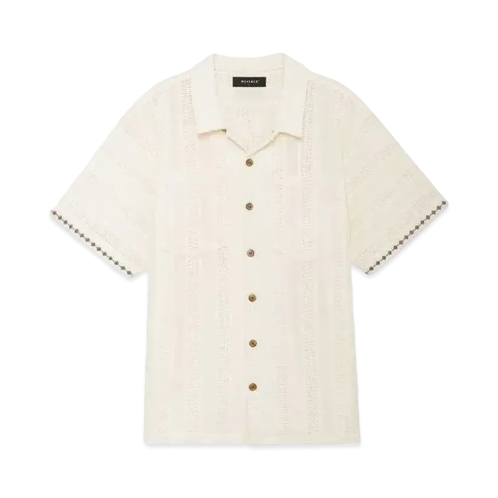 MLVINCE STRIPE LACE S/S SHIRTS "WHITE"