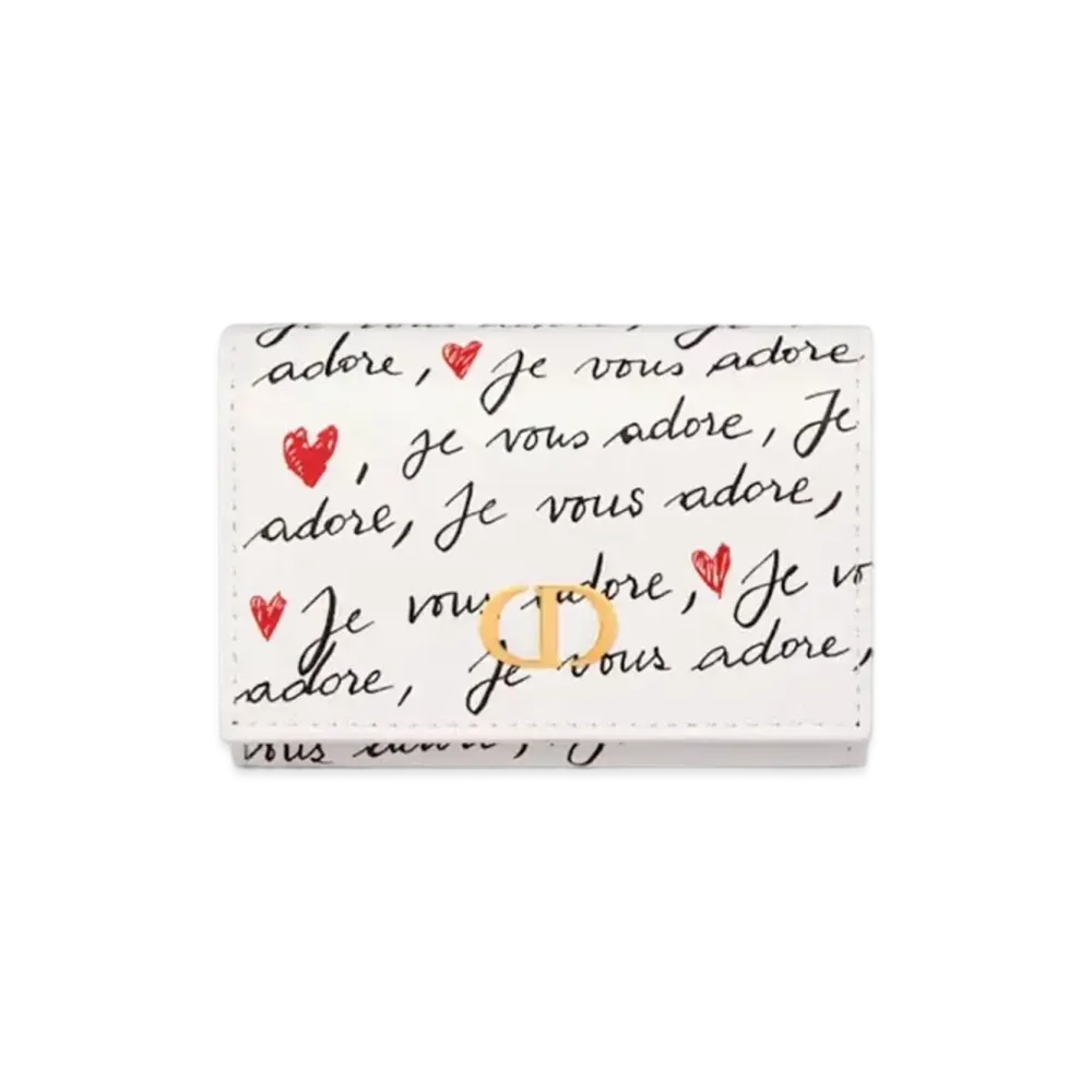Dior Dioramour Dior Caro Glycine Wallet Je Vous Adore Calfskin "White/Black/Red"