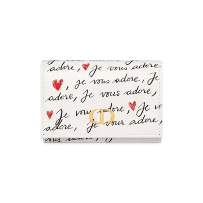 Dior Dioramour Dior Caro Glycine Wallet Je Vous Adore Calfskin "White/Black/Red"