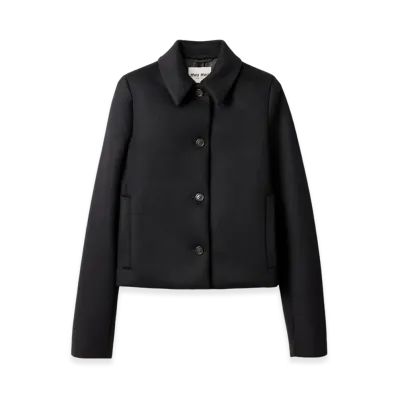 MIU MIU Women's Single-Breasted Velour Jacket "Black"