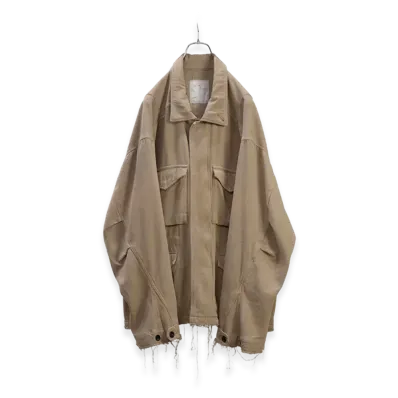 ANCELLM Silk Suede Field Jacket "Sand"