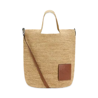 LOEWE Slit Bag In Raffia And Calfskin "Natural"