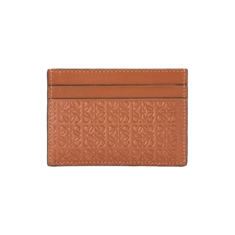 LOEWE Repeat Plain Card Holder Emboss Silk Calf "Tan"
