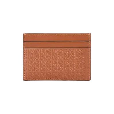 LOEWE Repeat Plain Card Holder Emboss Silk Calf "Tan"