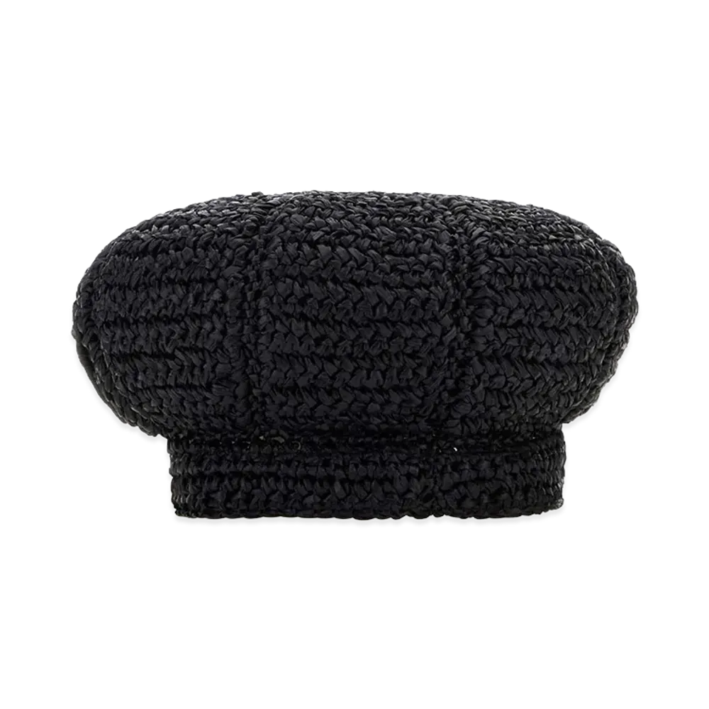 PRADA Women's Rafia Baker Boy Hat "Black"