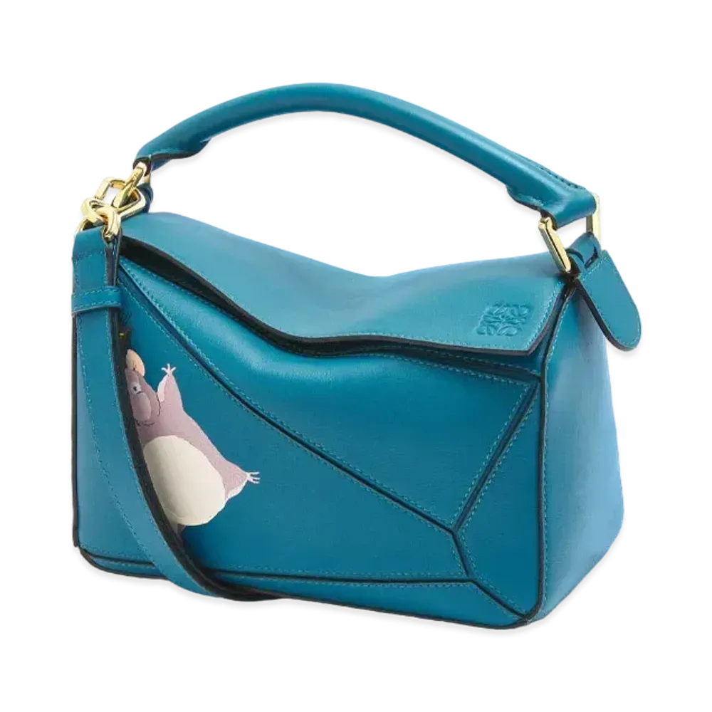 LOEWE x Spirited Away Bo Mouse Small Puzzle Bag In Classic Calfskin "Lagoon Blue"