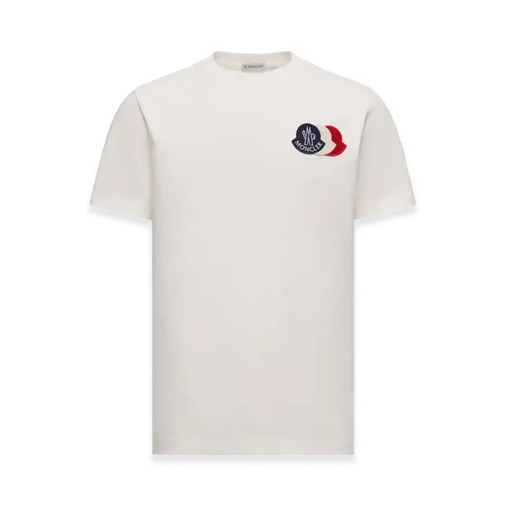 MONCLER Embroidered Tricolor Logo Cotton T-Shirt "White"