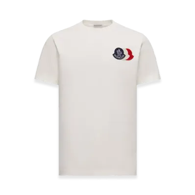 MONCLER Embroidered Tricolor Logo Cotton T-Shirt "White"